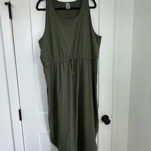 Casual Green V-Neck Sleeveless Sundress